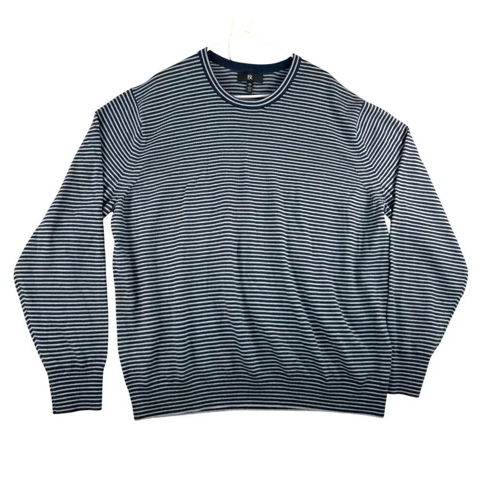 Banana Republic mens striped extra fine merino wool sweater‎ stiped navy sz XXL
